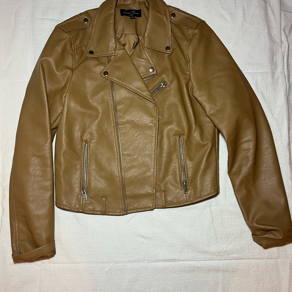 Love Tree Camel Leather Jacket